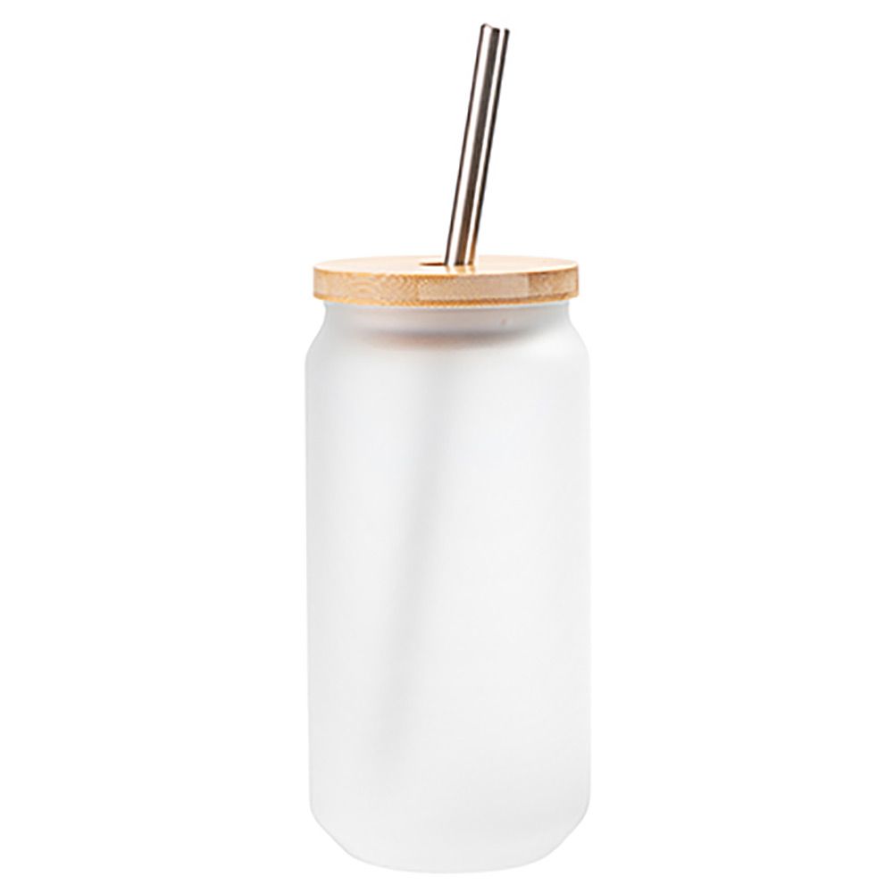 18 OZ GLASS CAN TUMBLER- FROSTED WHITE