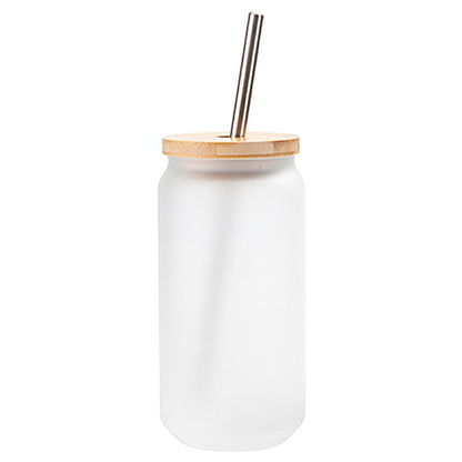 18 OZ GLASS CAN TUMBLER- FROSTED WHITE
